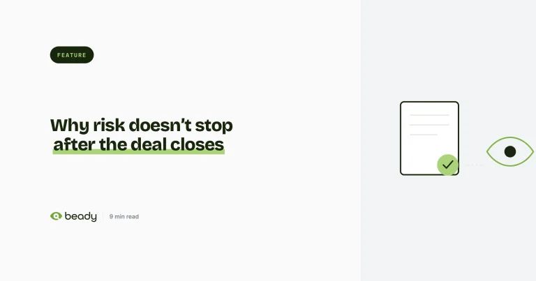 Cover illustration for the article “Beyond onboarding: why risk doesn’t stop after the deal closes”