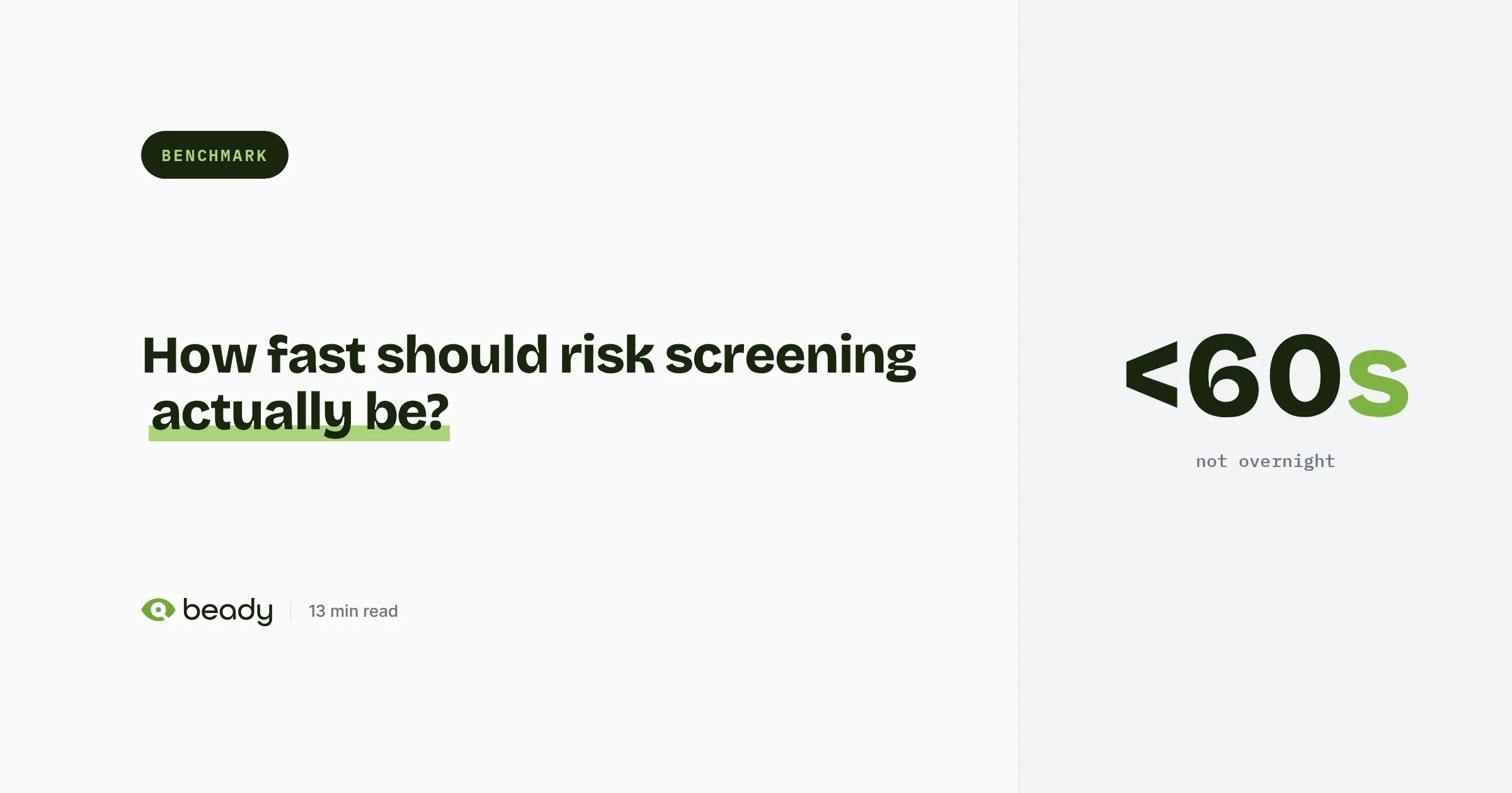 Cover illustration for the article “How fast should risk screening be? Speed benchmarks for due diligence teams”
