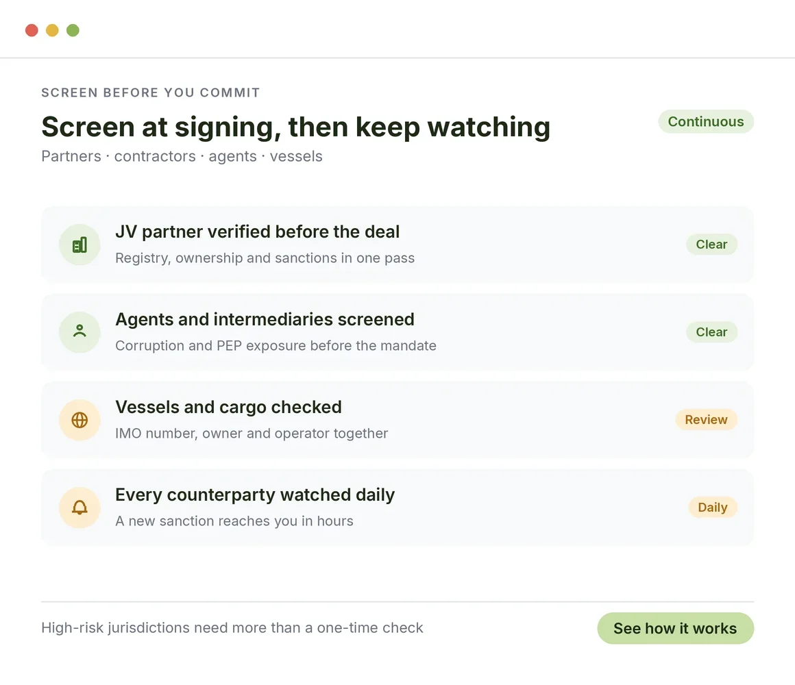 How energy and utilities companies can strengthen their counterparty screening and monitoring