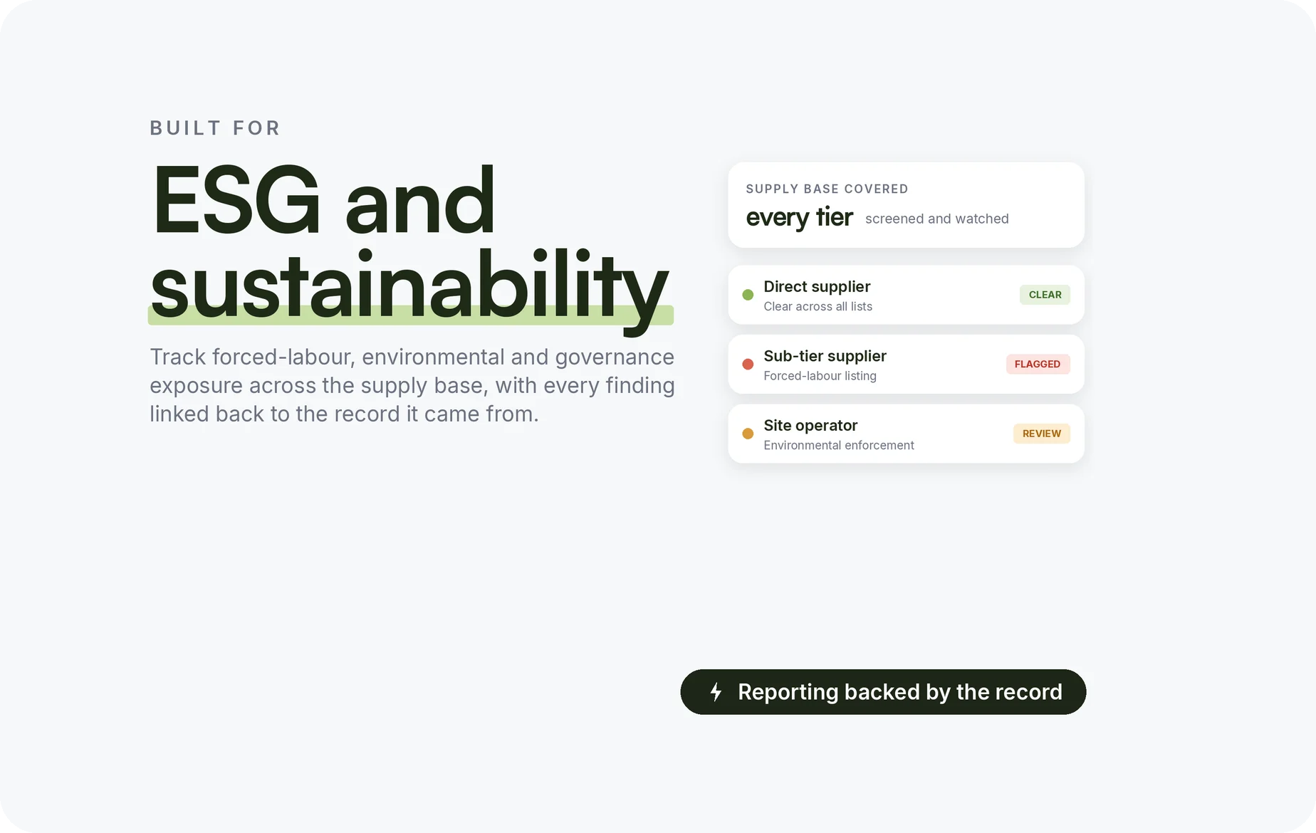 For ESG and Sustainability