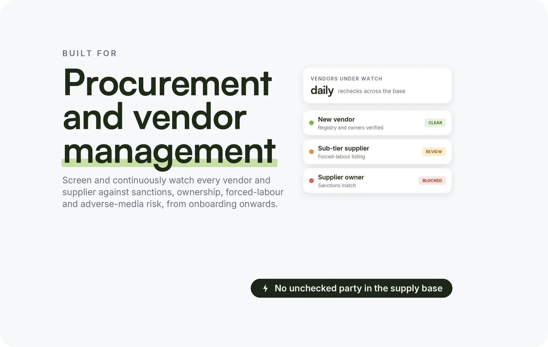 For Procurement and Vendor Management