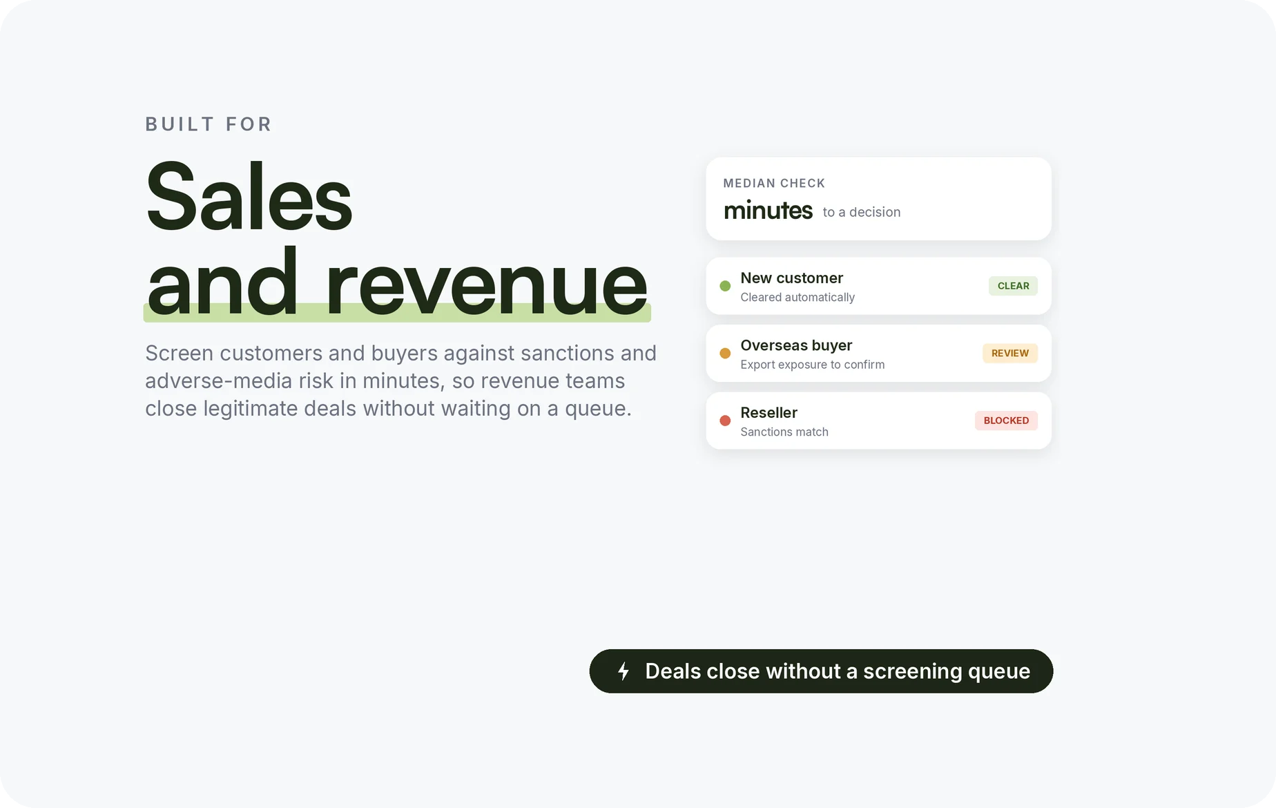 For Sales and Revenue