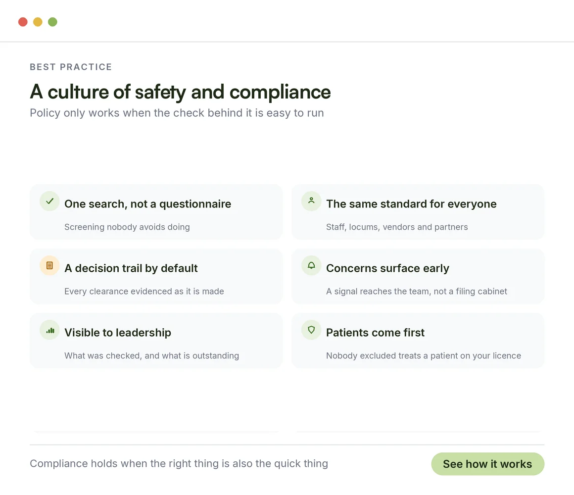 A culture of safety and compliance
