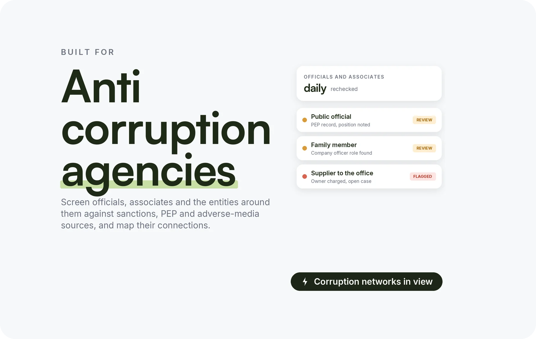 Beady for anti-corruption agencies