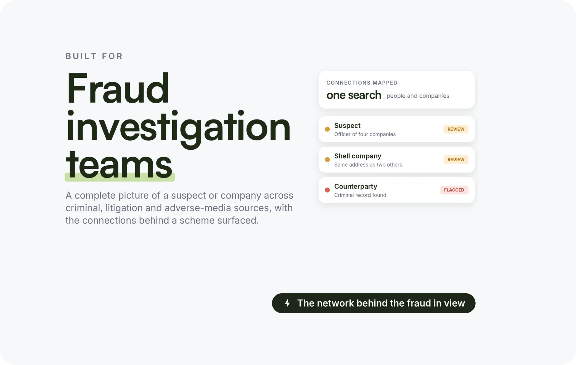 Beady for fraud investigation teams