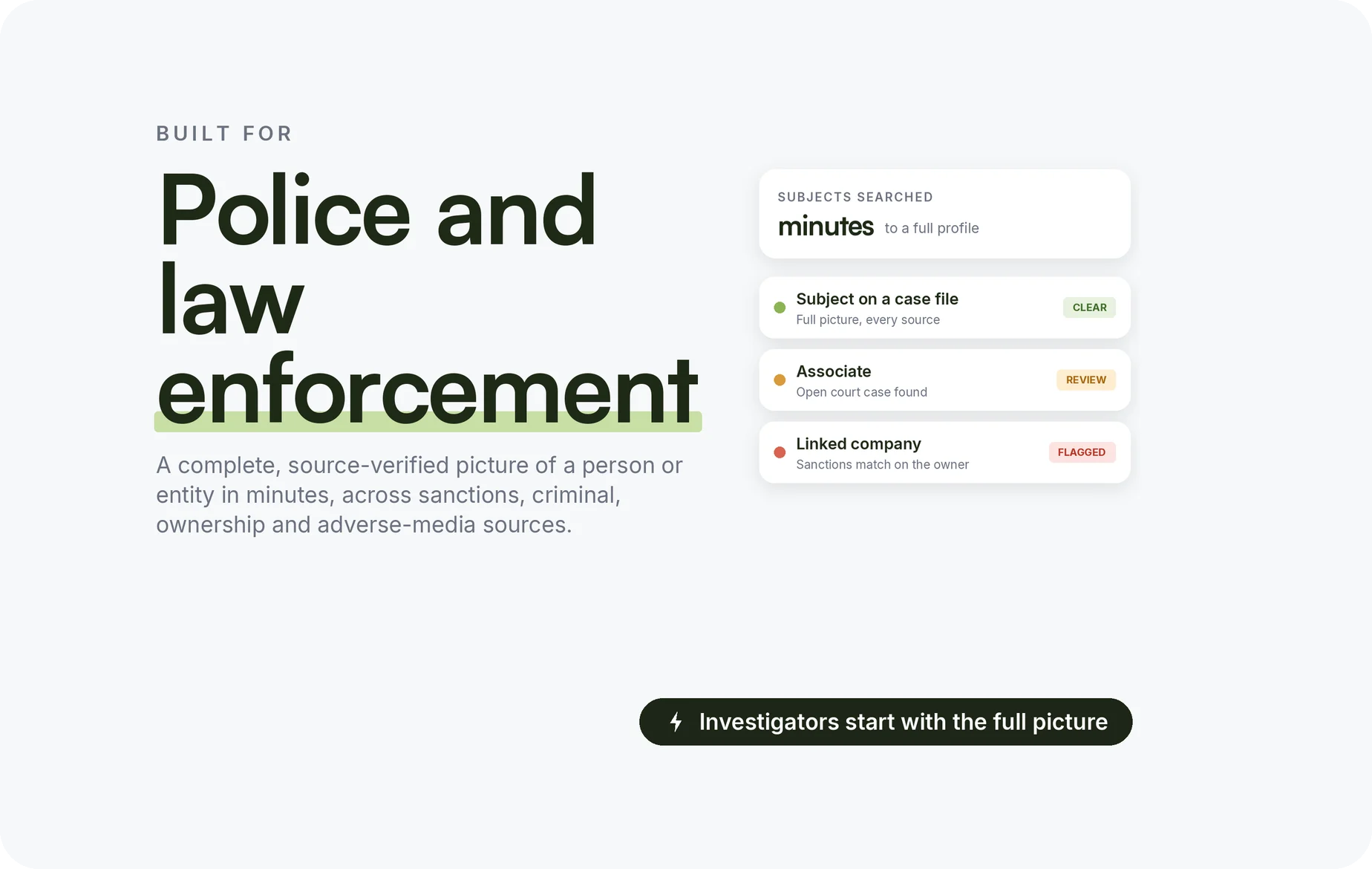 Beady for police and law enforcement investigators