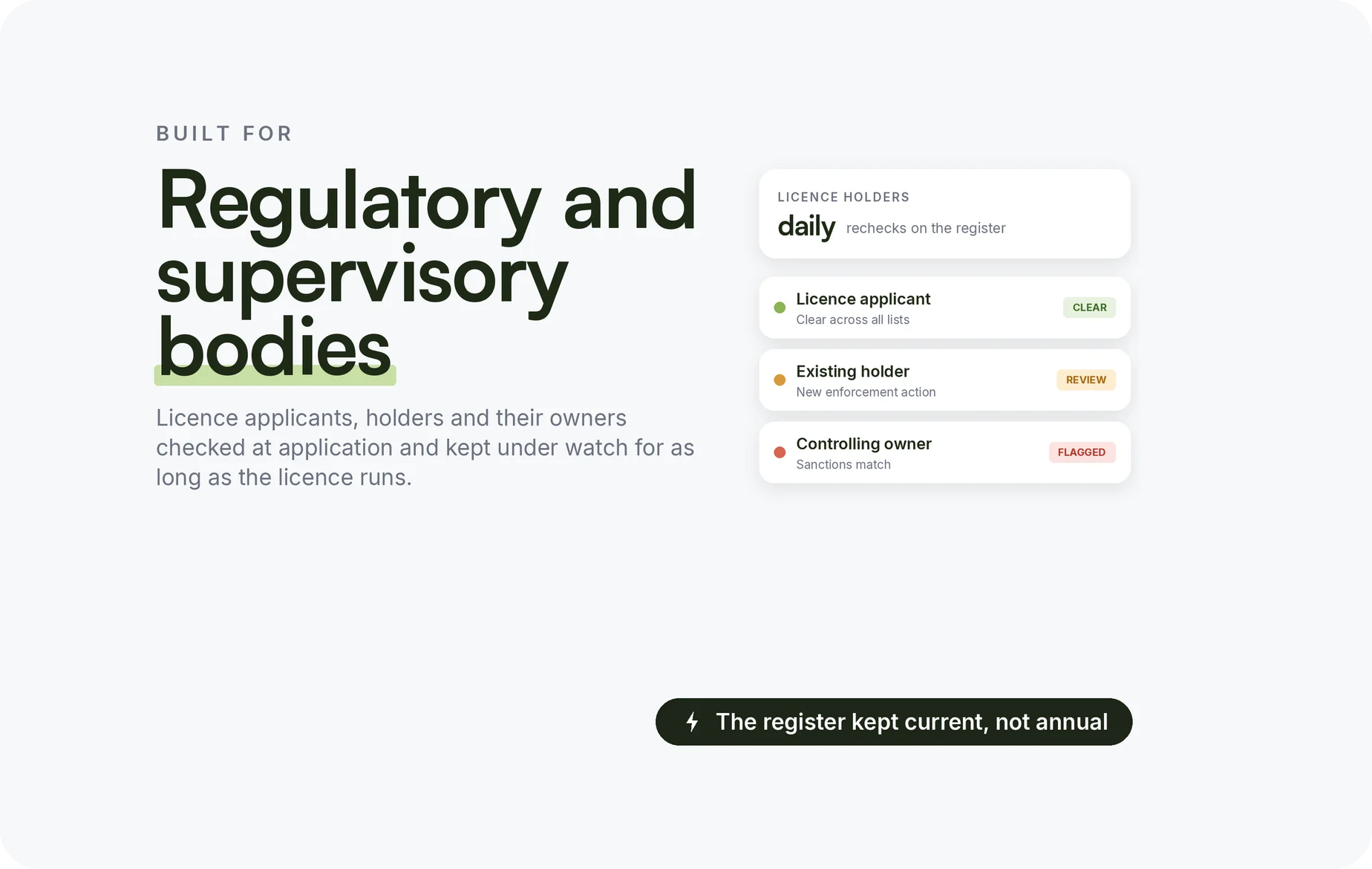 Beady for regulatory and enforcement bodies