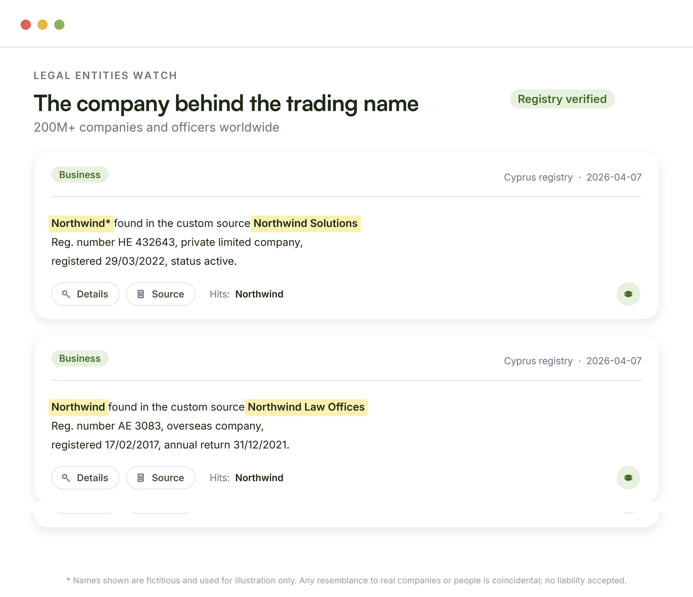 Legal Entities Watch