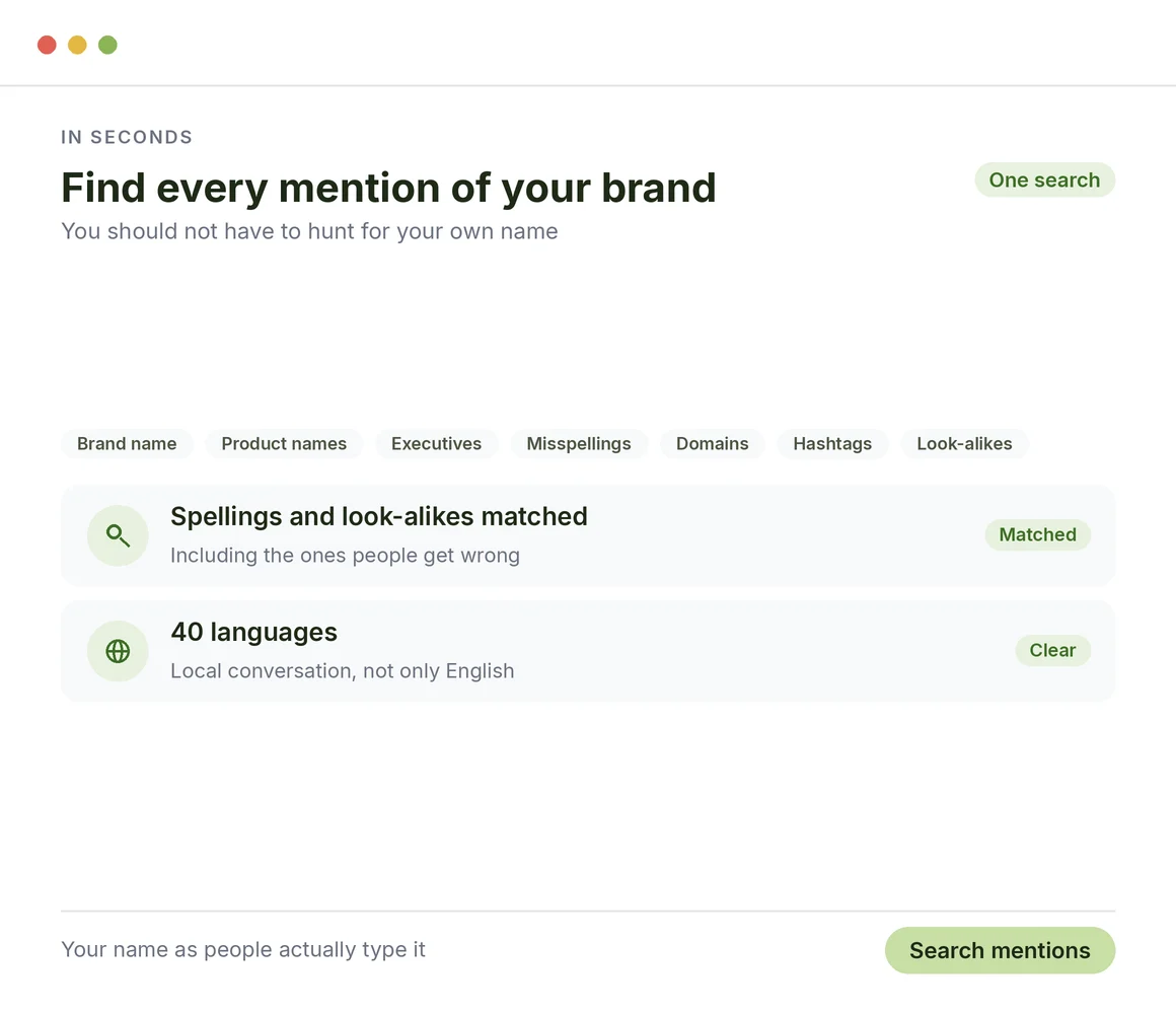 Discover what people say about your brand in seconds