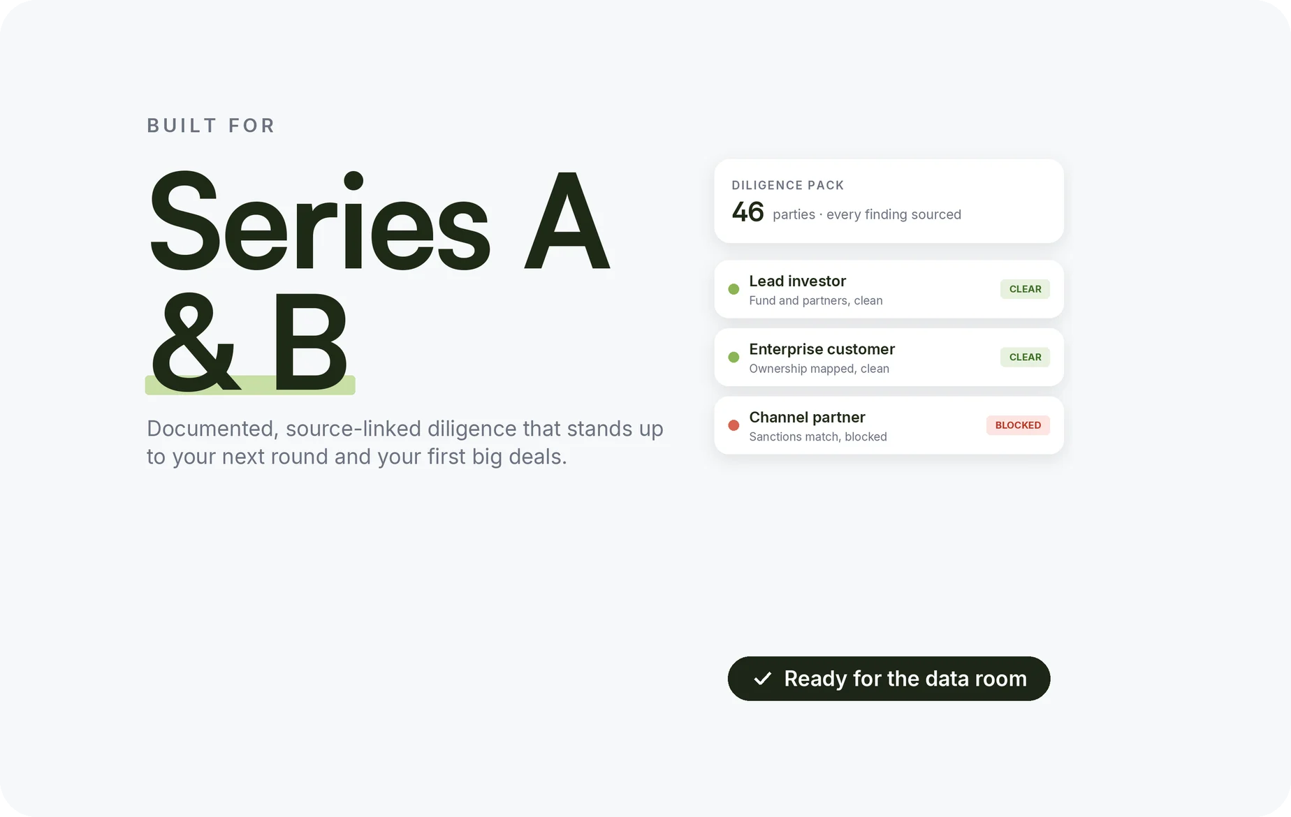 Source-linked diligence for Series A and Series B startups