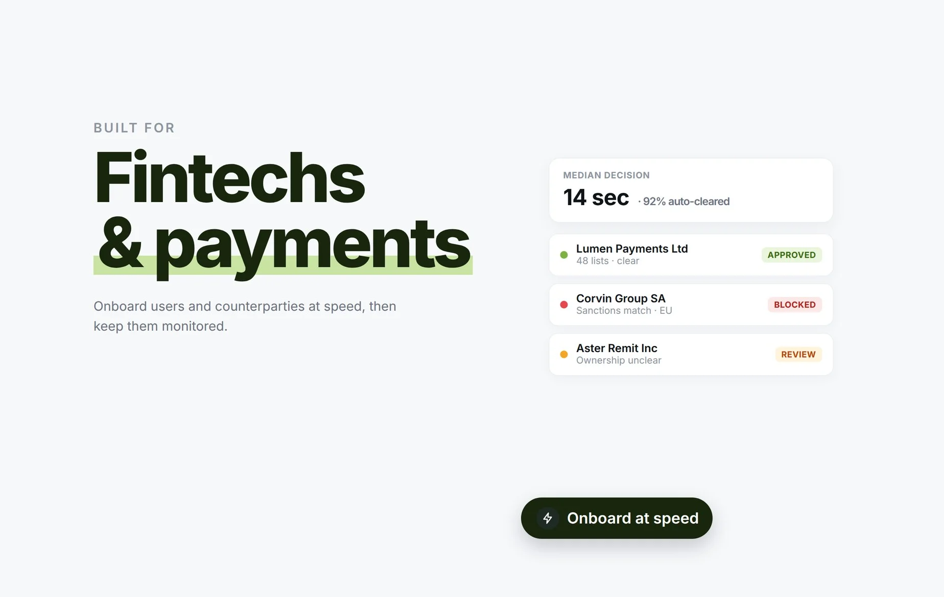 Beady for Fintechs and Crypto