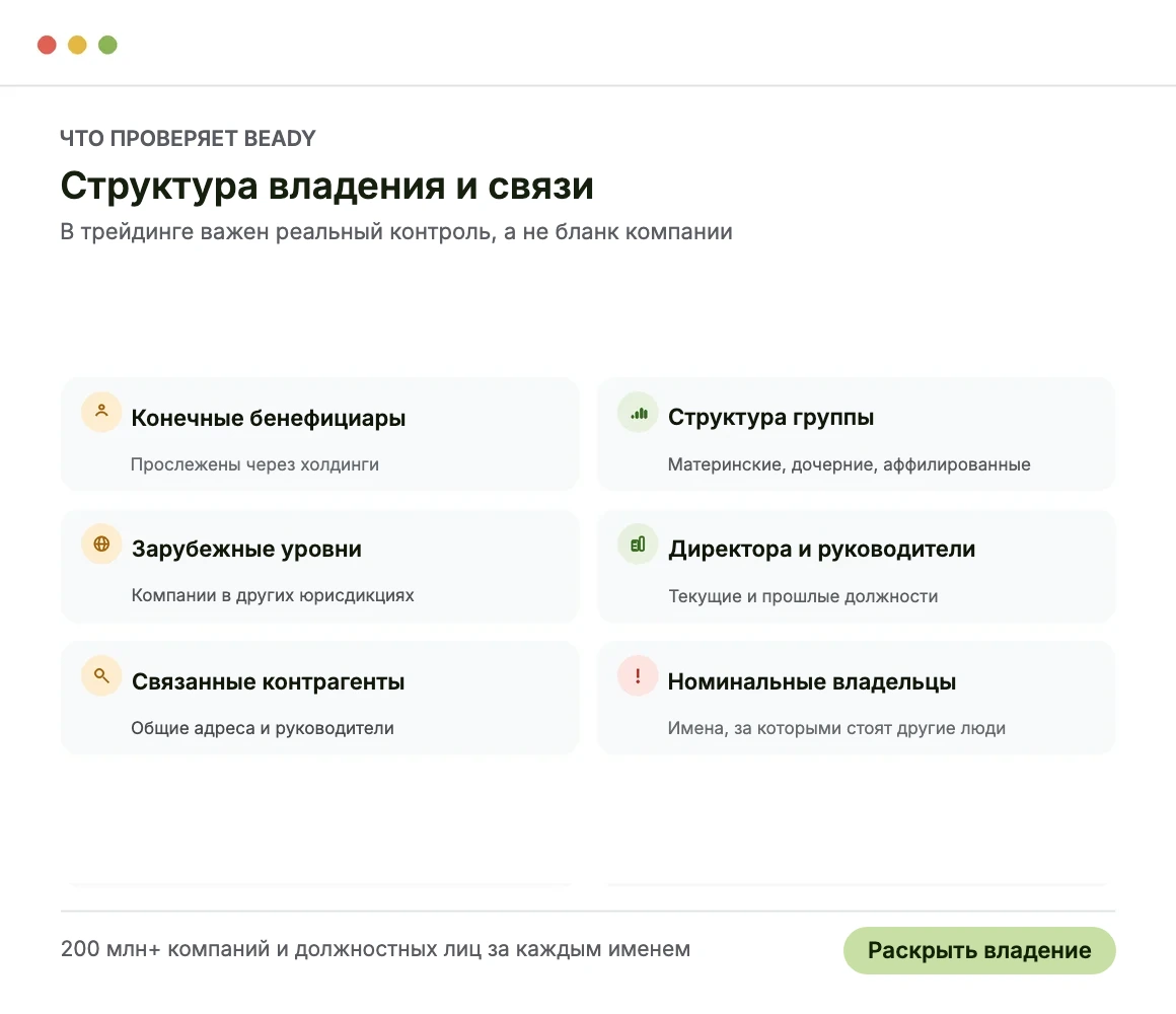 Что проверяет Beady: структура владения и связи