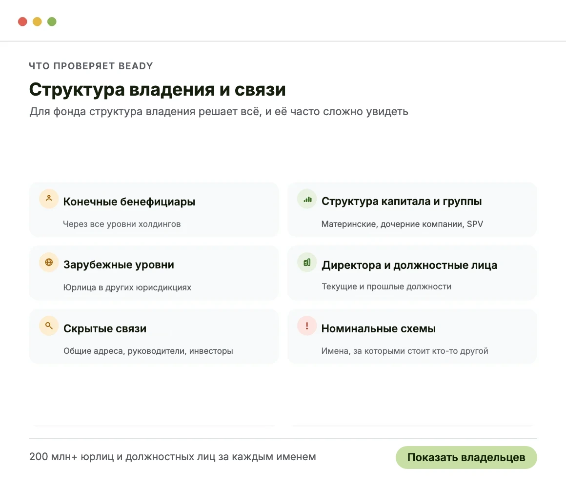 Что проверяет Beady: структура владения и связи